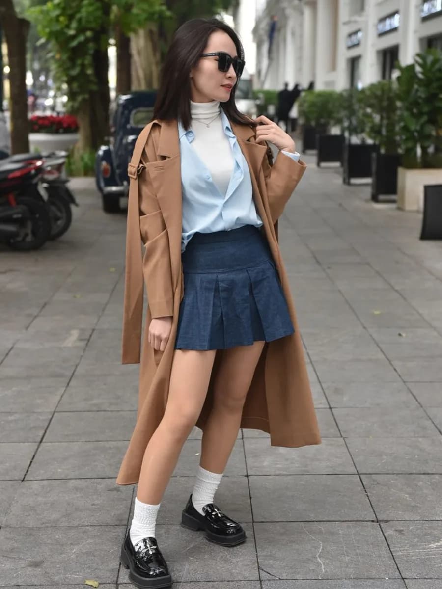 Warren Pleated Wool Skirt